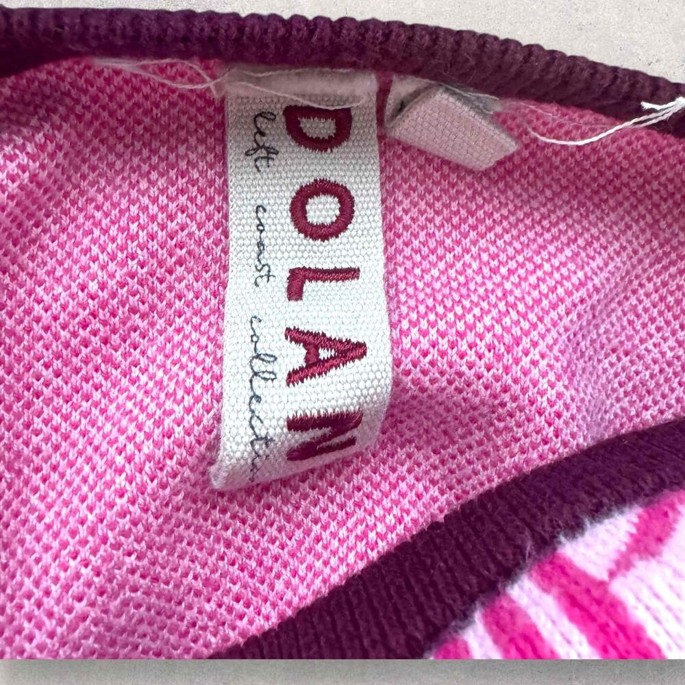 Dolan Pink White Long Sleeve Crew Neck Stripe Houndstooth Pullover Sweater Small - Picture 12 of 16